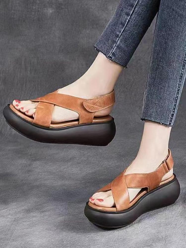 Fashion Sandals Women Summer Thick Soled Summer New Female Sandals Fish Mouth Open Toe Breathable Wedge Sandals Sandalias De Mujer