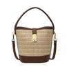 Korean Ins Casual Woven Straw Bag 2025 New Lazy Wind Vacation Fashion Portable Messenger Bucket Bag