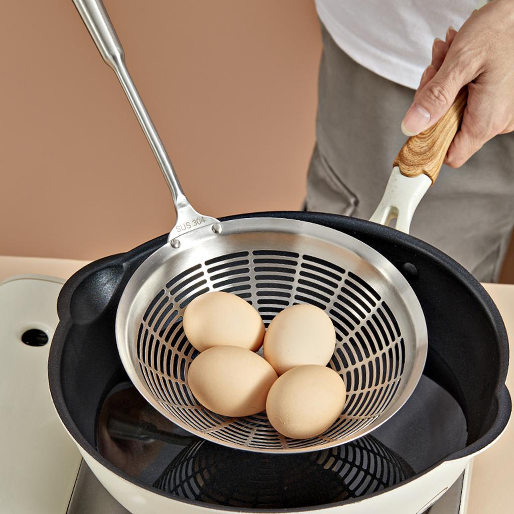 Большой дуршлаг из нержавеющей стали 304, кухонные инструменты, бытовой дуршлаг для лапши, шумовка, ложка для фильтрации масла с длинной ручкой