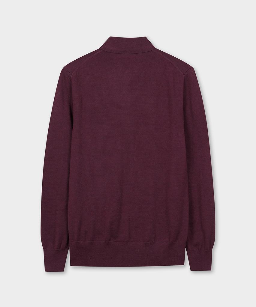 BROOKS BROTHERS Merino Wool Logo Polo Sweater (Burgundy) (Bbwtmnf301)