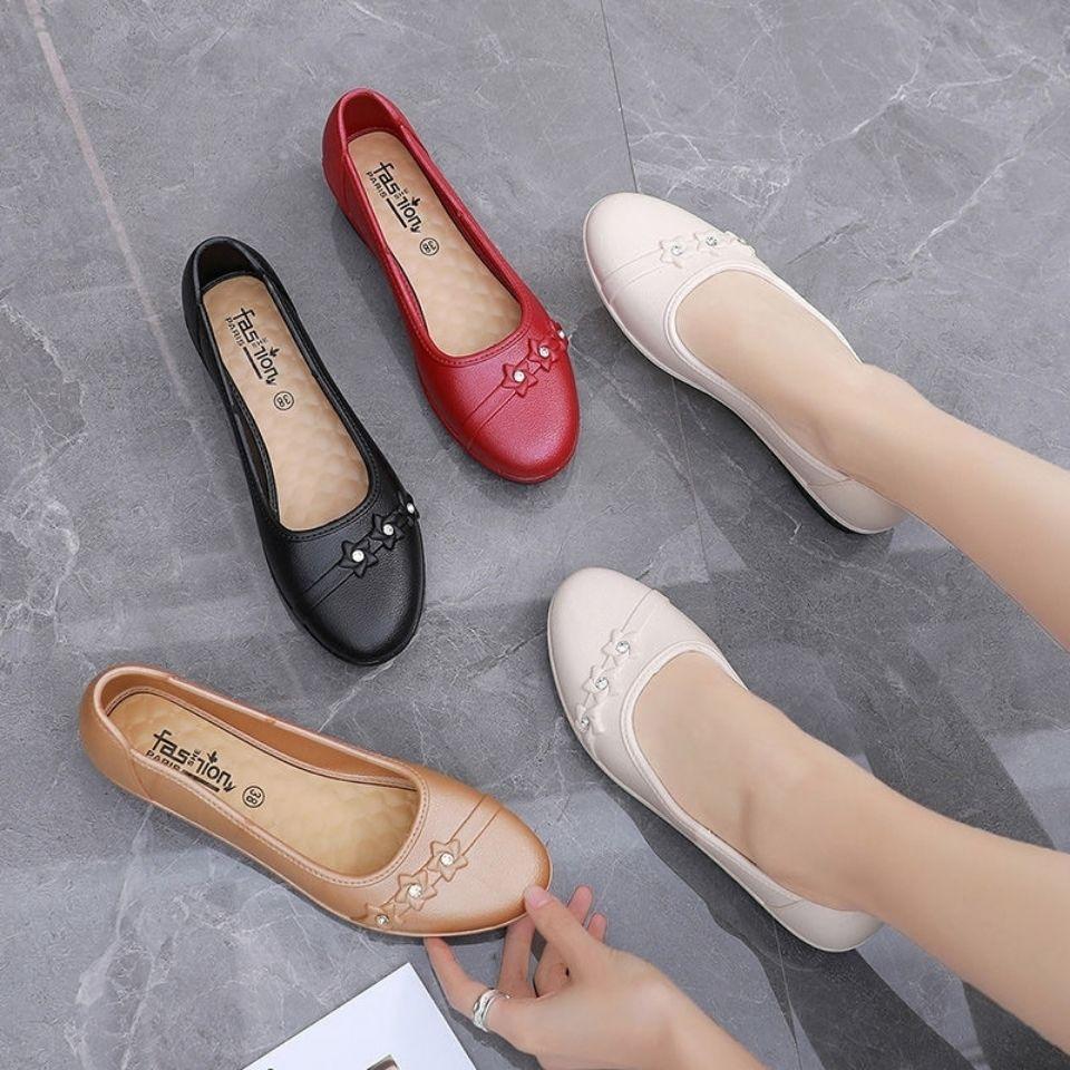 Женские классические легкие туфли на плоской подошве с круглым носком из резины высокого качества, повседневные туфли для офиса и работы в отеле