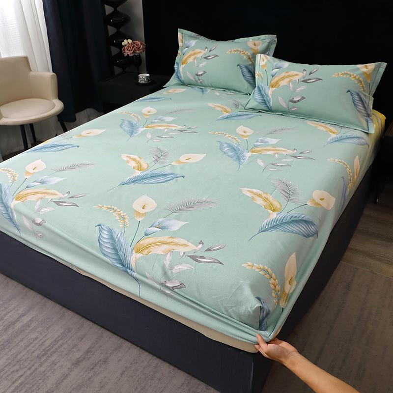 Pure Cotton Fitted Bed Sheets Geometric Bedsheet Non-slip Bed Cover Skin-friendly Bed Linen Couvre Lit (Pillowcase Need Order)