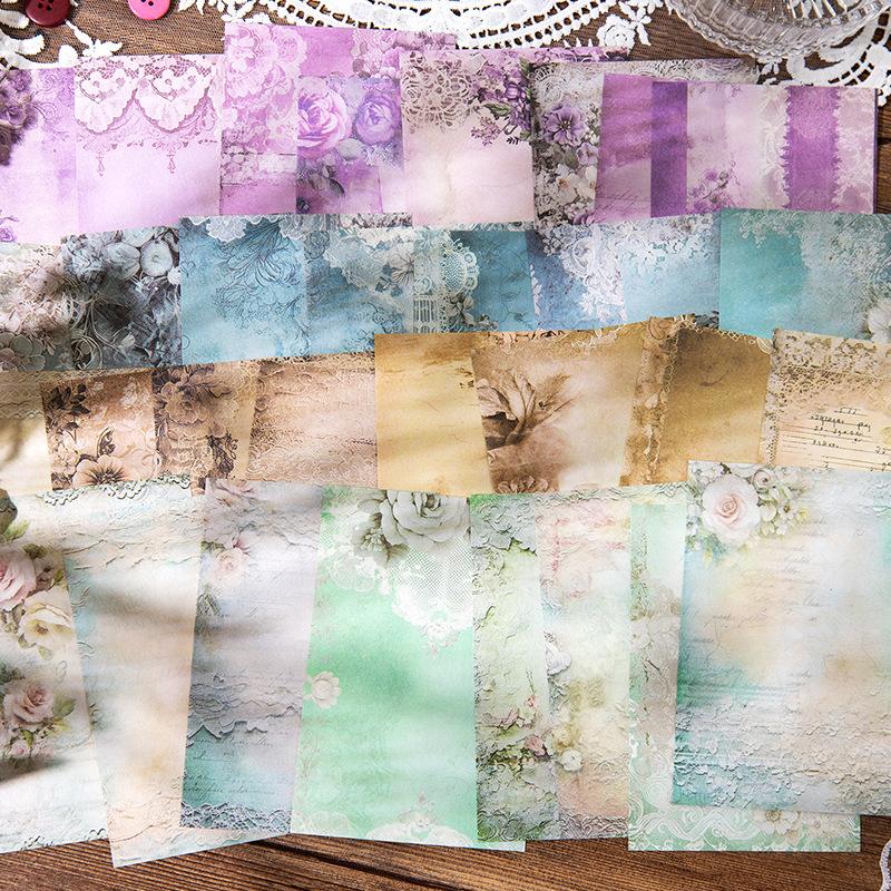 40 Sheets Vintage Floral Background Scrapbook Paper Classic Paisley Motifs Easy To Cut For DIY Art Journal Layering Supplies