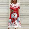 Women's Casual Fashion Christmas Print O-neck Dress