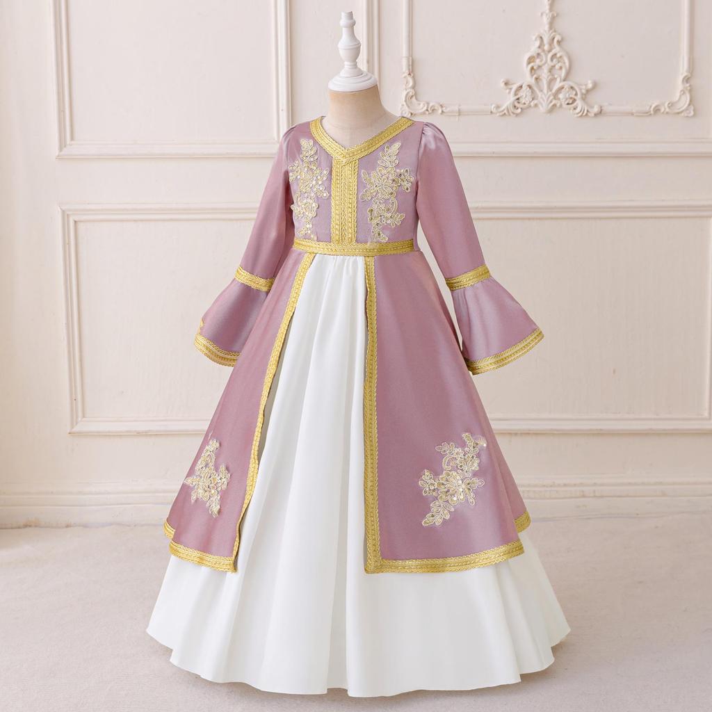 Тисненое пышное детское платье в ближневосточном мусульманском стиле для фестивалей и выступлений