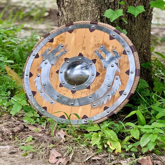 45.72 Cm Medieval Valhalla Sea Dragon Authentic Viking Shield, Gift, Battle Ready Viking Shield, Round Shield, Viking Gift