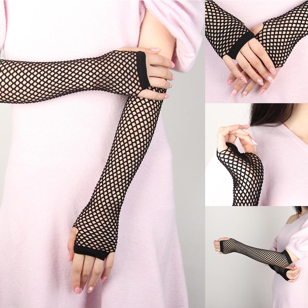 Готический Сексуальный Костюм Сетчатые Перчатки-Варежки Fishnet с Вырезами Без Пальцев