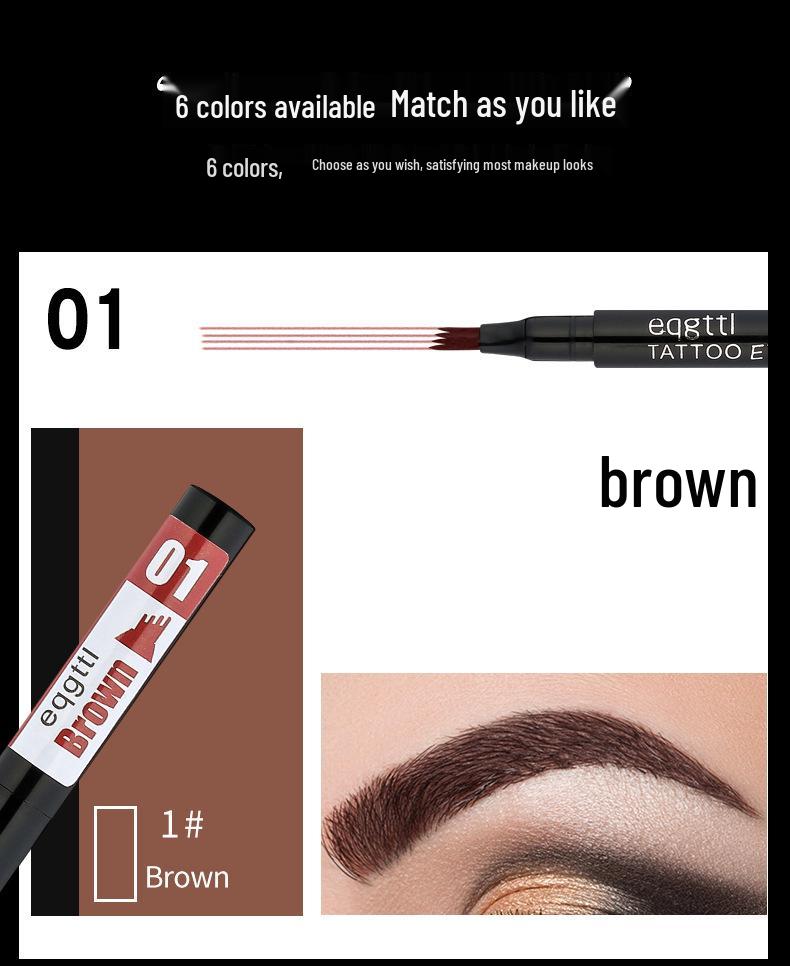 Стойкий 4-зубчатый жидкий карандаш для бровей черно-коричневого цвета для трансграничной торговли
