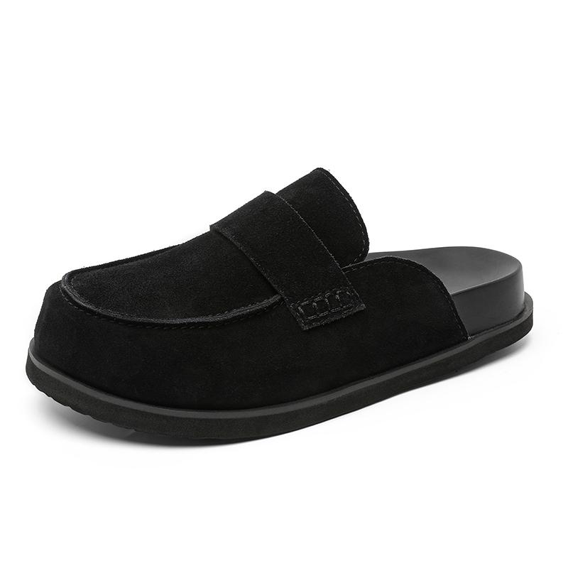 Мужские замшевые мюли-тапочки Удобная мужская обувь для ходьбы Для дома и улицы Мягкая подошва Дышащие балетки Ручная работа Мужская повседневная обувь