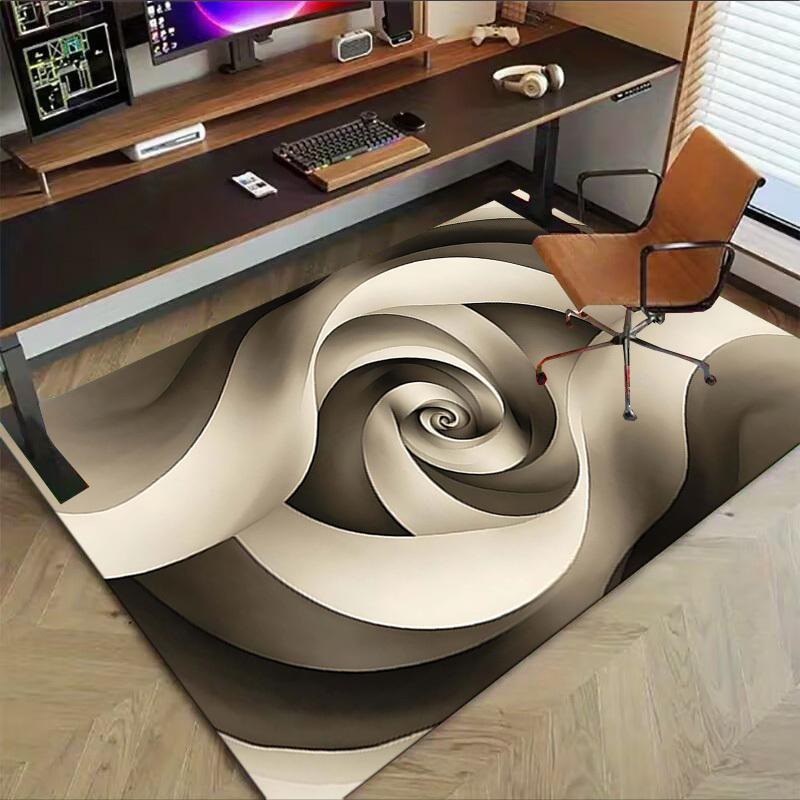 1PC Spiral Pattern Non-Slip Floor Carpet Compatible for Office&Living Room&Dining room - Flat-Weave Machine- Soft & Pattern-E235