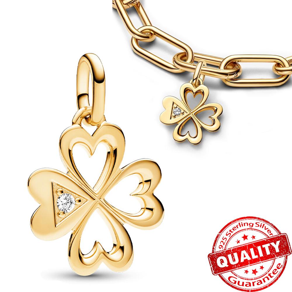 Классическое золотое проволочное сердце и сверкающий циркон из стерлингового серебра 925 пробы, подвеска-шарм "Ангел" для DIY-женского браслета, аксессуары для кулона