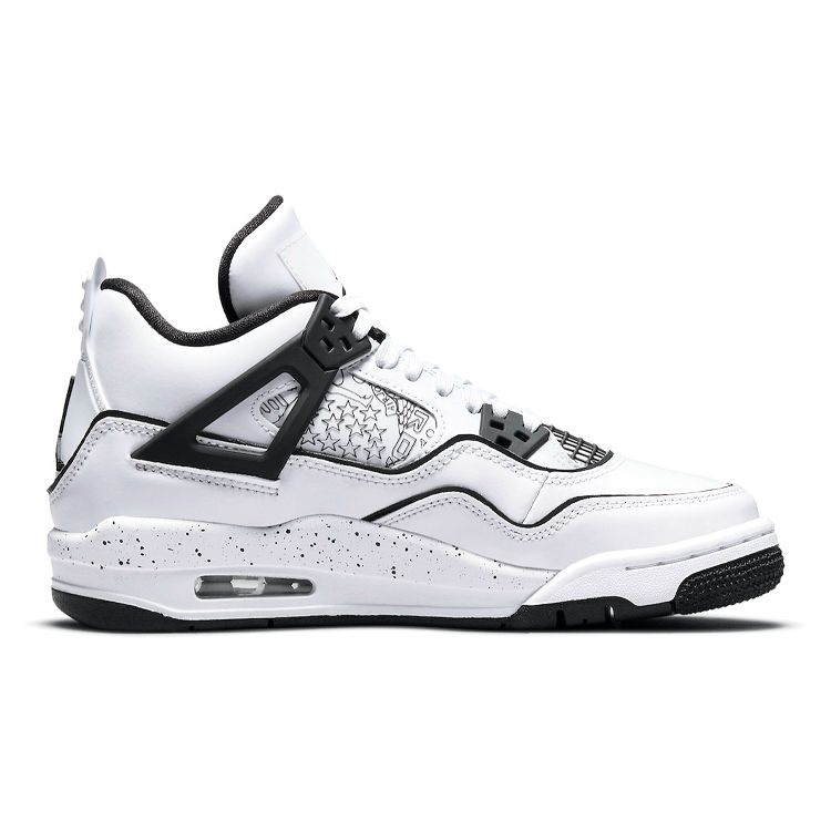 Детские кроссовки Air Jordan 4 Retro GS DIY Белый Черный Volt DC4101-100
