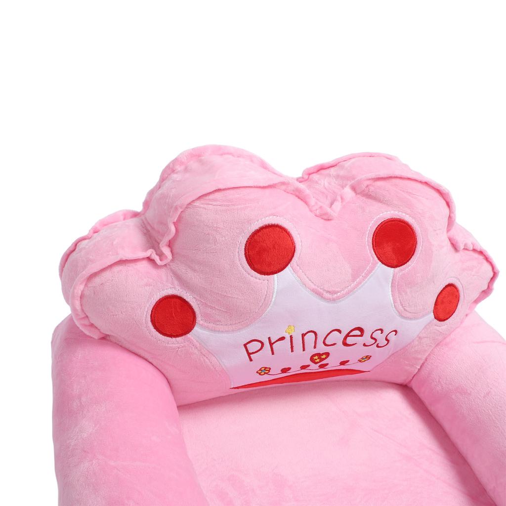 Toddler Chair for Girls Kids Cute Princess Tiara Fold Out Couch Bed Floor Cushion Armrest Sofa for