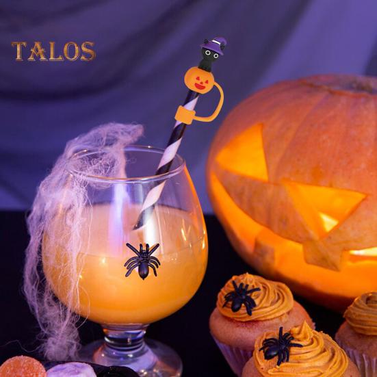 Силиконовые чехлы для соломенной шляпы на Хэллоуин 10 мм Декоративные колпачки в виде тыквы-призрака Пылезащитный многоразовый протектор для бутылки с водой