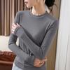 Модальная базовая рубашка женская 2025 новая женская одежда однотонная с круглым вырезом с длинным рукавом футболка осень и зима с облегающим топом