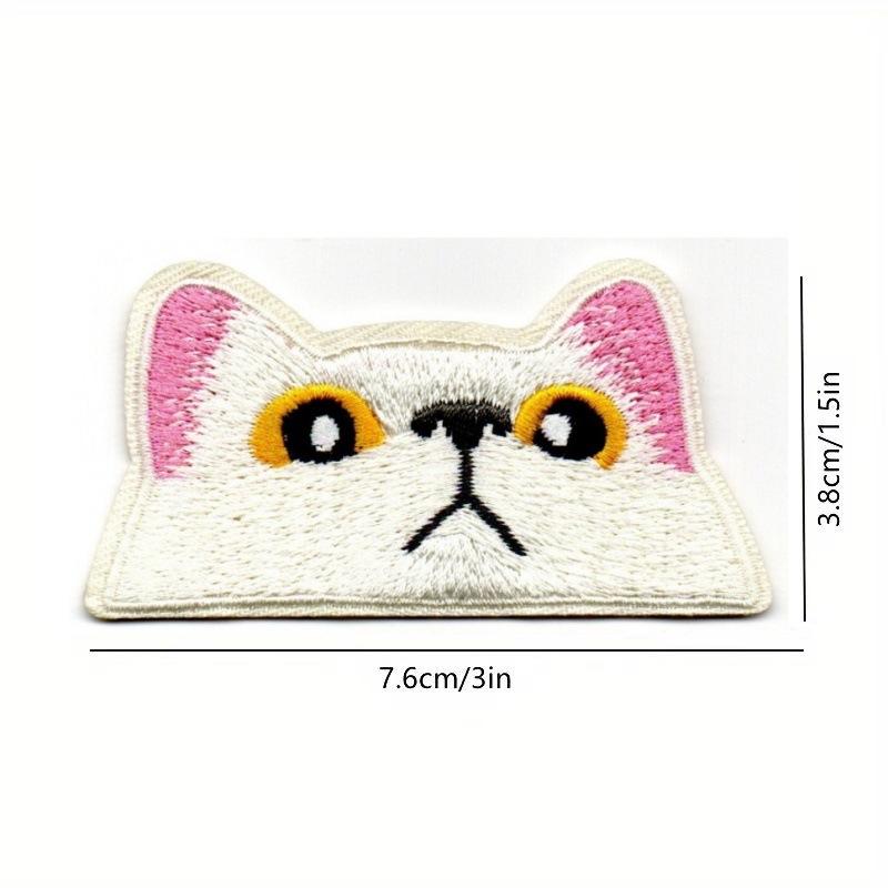 1 шт., симпатичная черная морда кошки, вышитая нашивка на ткань, значок плачущего кота, нашивка для одежды, сумки, аксессуаров 3,8*7,6 см