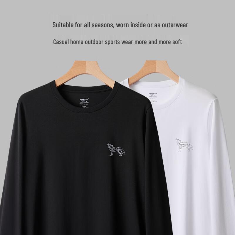 SEPTWOLVES Мужская футболка с длинными рукавами из 100% хлопка с геометрическим рисунком волка.