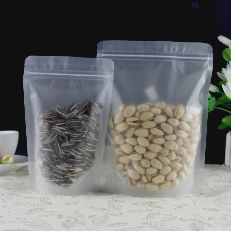 Плотный прозрачный матовый пакет с застежкой-молнией для упаковки сухофруктов и чая