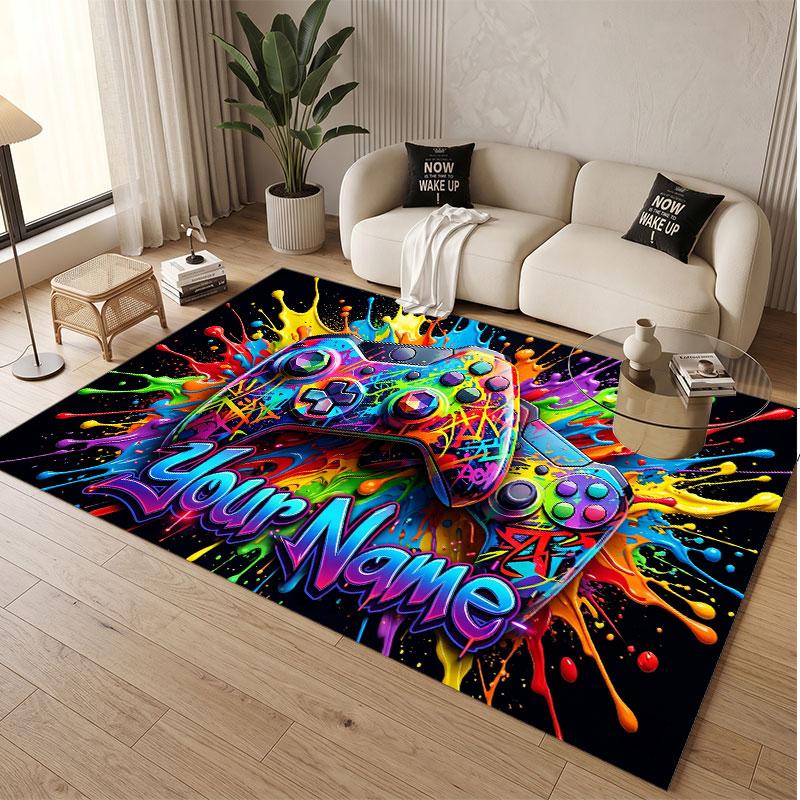 Fantasy Adventure Theme Soft Crystal Velvet Rug Custom Name & Text Print Non Slip Floor Rug for Bedroom Living Room