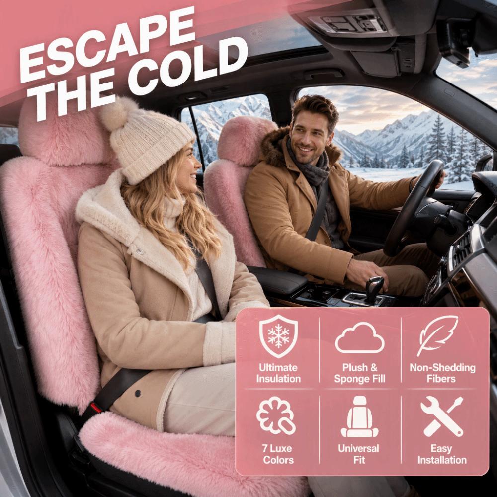 Sponge Filling Plush Car Seat Cushion Solid‑color Warm Car Seat Pad Daily Commute