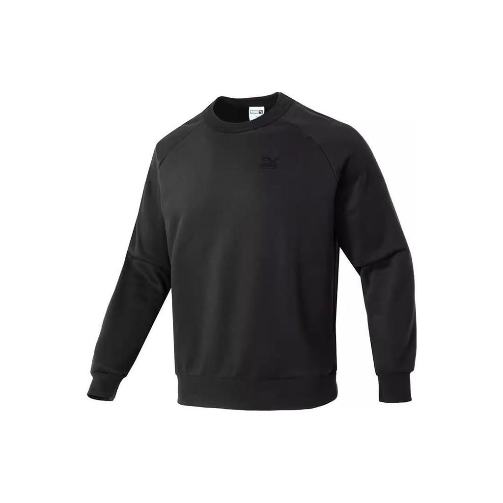 Puma Solid Color Fleece Thick Breathable Casual Crew Neck Sweatshirt Men Sweatshirt Black 627451-01