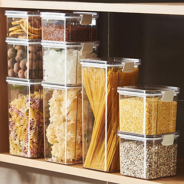 Sealed Plastic Food Storage Box Cereal Candy Dried Jars With Lid Fridge StorageTank Containers Household Items Kitchen Organizer