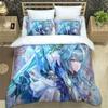 Комплект постельного белья с 3D аниме Genshin Impact, пододеяльник, комплект постельного белья, пододеяльник, наволочка, одеяло размера «king-size», комплект постельного белья для мальчиков и взрослых