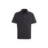 Solid Color Pullover Straight-Cut Short Sleeve Polo Shirt Men Tops Black IA3124