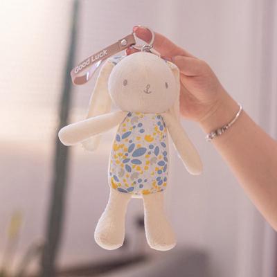 Цветочная Ткань Длинные Уши Кролик Зайчик Куклы Брелок Подвески для Сумки Плюшевое Кольцо для Ключей Подарок на День Рождения для Влюбленных Друзей Ювелирные Аксессуары