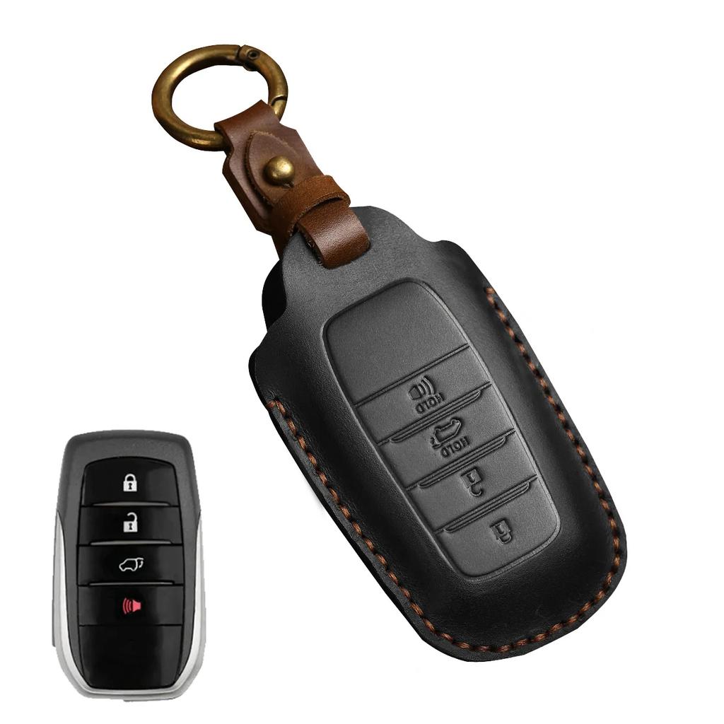Кожаный 2/3/4 кнопки для Toyota Camry CHR Corolla RAV4 Avalon Land Cruiser Prado Prius 2017 - 2022 Чехол для ключа автомобиля Кожаный брелок для ключей
