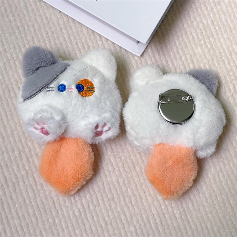 Мультяшная плюшевая кукла-кошка брошь и подвеска на сумку студента