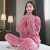 Пижама из кораллового флиса, утолщенная фланелевая, милая домашняя одежда, свободный модный костюм-кардиган