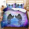 Angel Wings Duvet Cover, Angel Fairy Tale Theme Bedding Set for Teens Adults, Beautiful Feather Polyester Comforter Cover