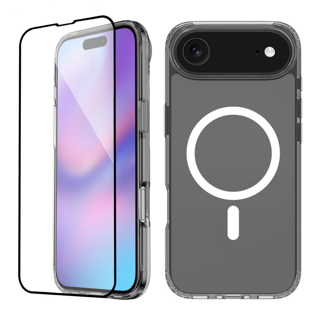 Для iPhone Air Чехол Совместим с MagSafe PC+TPU Прозрачный Чехол для Телефона с Защитным Стеклом