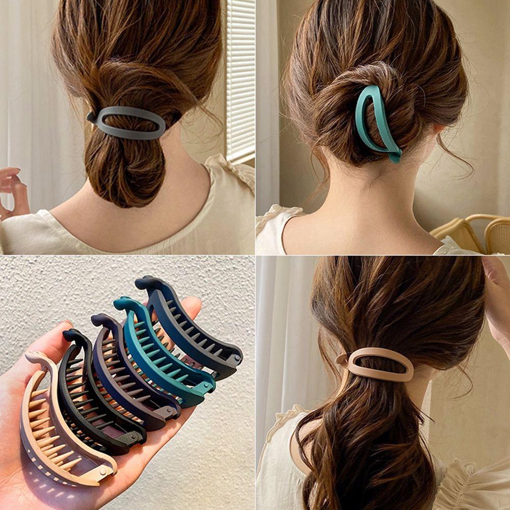 Fashion Accessories Oval Shape Hollow Hair Accessories Simple Hair Claw Resin Frosted Banana Clip