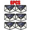 6 PCS 100 LED Solar Sensor Wall Light Outdoor Sunlight Security Street Lamp 270° Lighting Waterproof Torch Garden Night Lantern