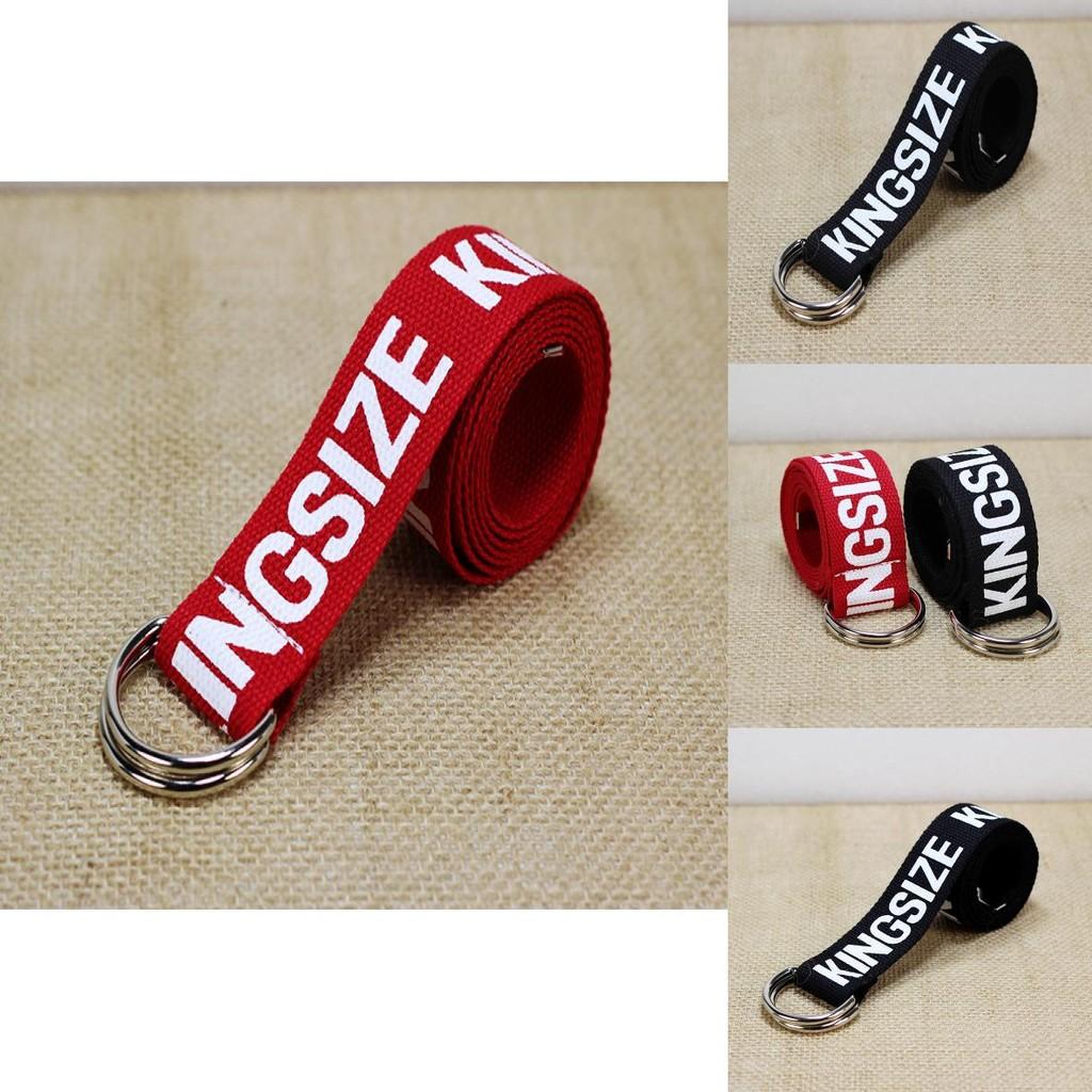 Fashionable Letter Printed Double Buckle Design Women Canvas Belt For Casual Fashion