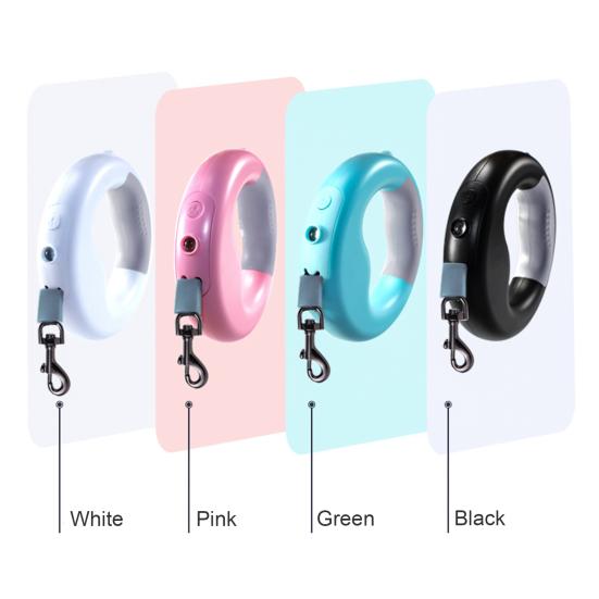 360 Degree Anti-Slip Handle Retractable Small Medium Dog Nylon Leash with LED