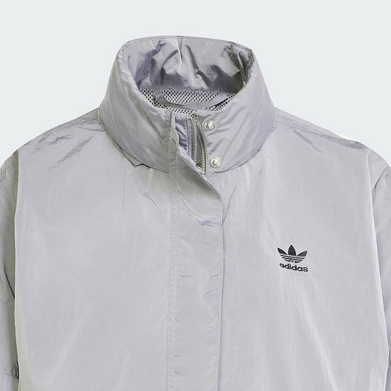 Adidas Оригинальная модная универсальная куртка с воротником-стойкой и длинным рукавом, женская куртка серого цвета JD2584