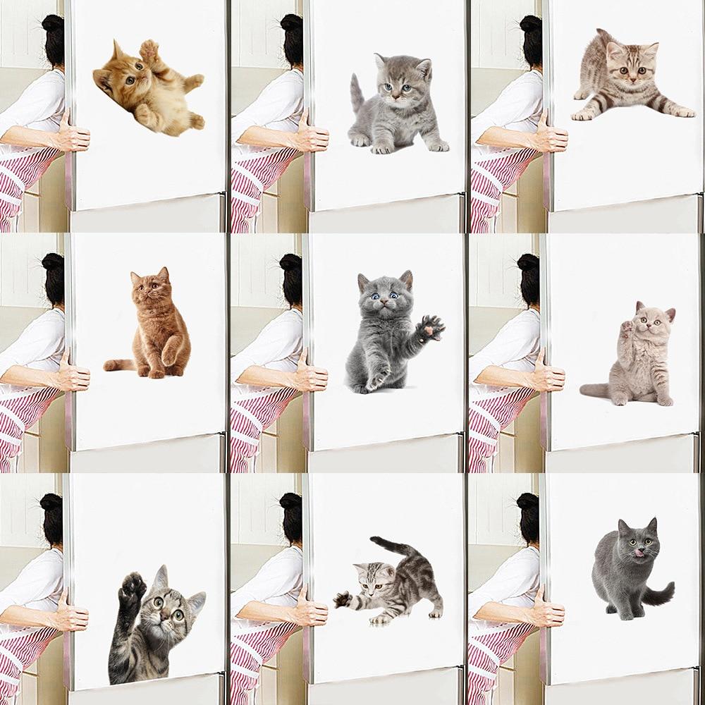 3D Cartoon Cats Toilet Wall Stickers For Kids Baby Rooms Poster Home Decor Cute Animal Cat PVC Self-adhesive Art