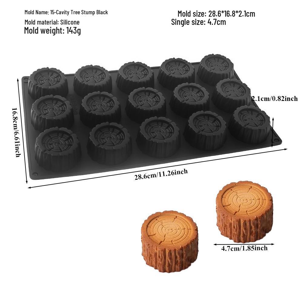 Силиконовая форма на 6 ячеек для муссового торта в виде пенька и десерта-полена
