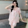 Elegant Sweet Pink Little Swan Women's Lace Pajamas Flower Side Short Female Homewear Summer Cool Casual Housewear