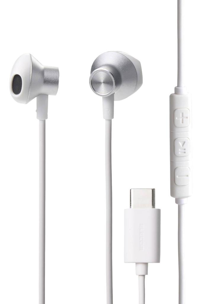 Elecom Wired Inner Earphones Highly Durable Resistant To No Misalignment of Audio and Video with Adjustment Silver EHP-DF13IMSV Type-C (Semi-Open)