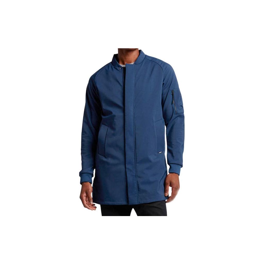 Nike Stand Collar Solid Color Jacket With Sleeve Zipper Pockets Men Jacket Blue 822239-423