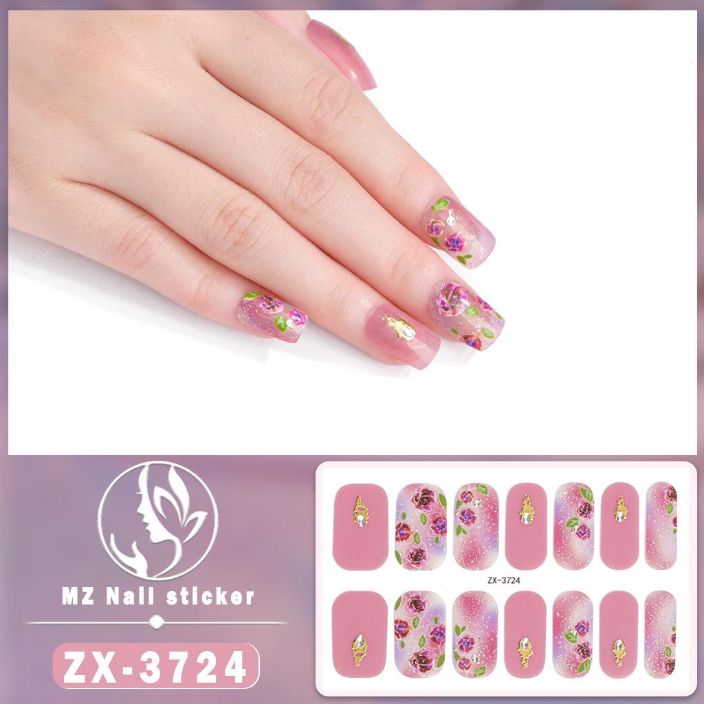 ZX 3D Waterproof No-Cure Gel Nail Wraps, Full Cover Japanese & Korean Style Spring & Summer Nail Stickers, Nail Patch Films