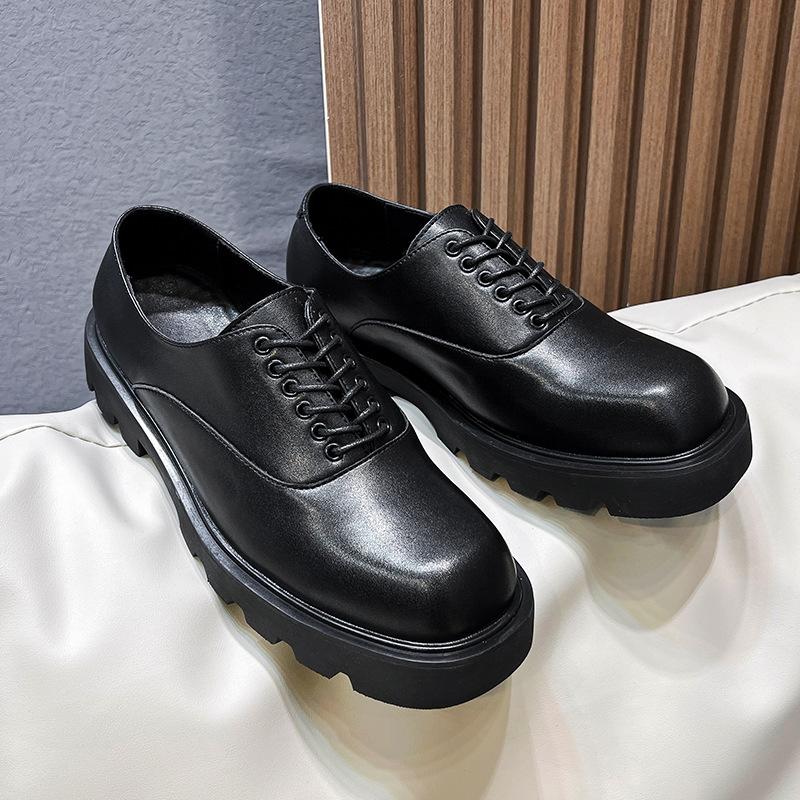Мужские повседневные кожаные туфли большого размера, новые британские мужские туфли на платформе, цельные 15961-O