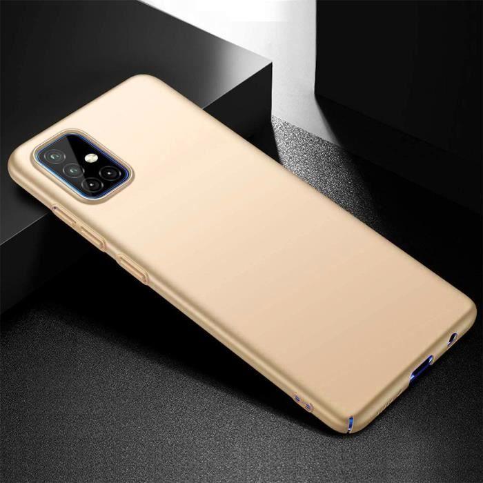 Coque - BOOLING - pour Samsung A51 - Silicone Liquide - Protection Antichoc - Dorée - avec 2 Verres Trempés