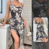 Sexy Night Dress Women Sleeveless Spaghetti Strap Sleep Dress Deep-V Backless Pajamas Dress Sexy Side Slit Nightie Sleepwear