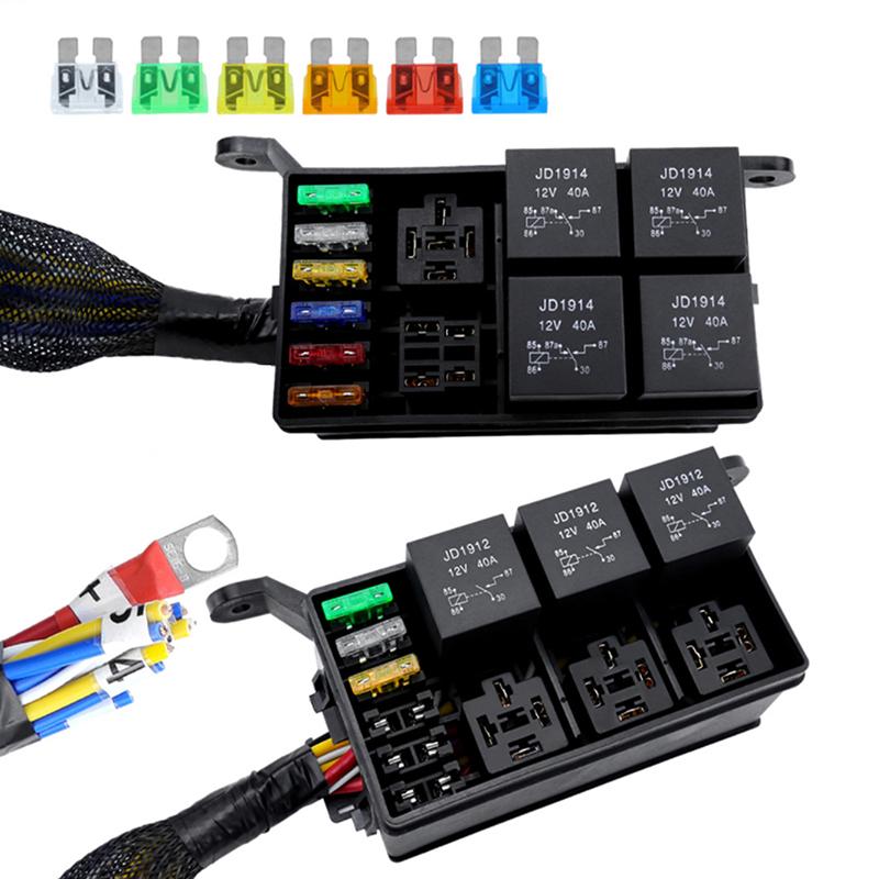 12 В 24 В релейный блок, 6-позиционный релейный предохранительный блок 12 AWG с предварительной проводкой, водонепроницаемый релейный блок с 6 слотами, блок предохранителей ATC/ATO для автомобиля, морской