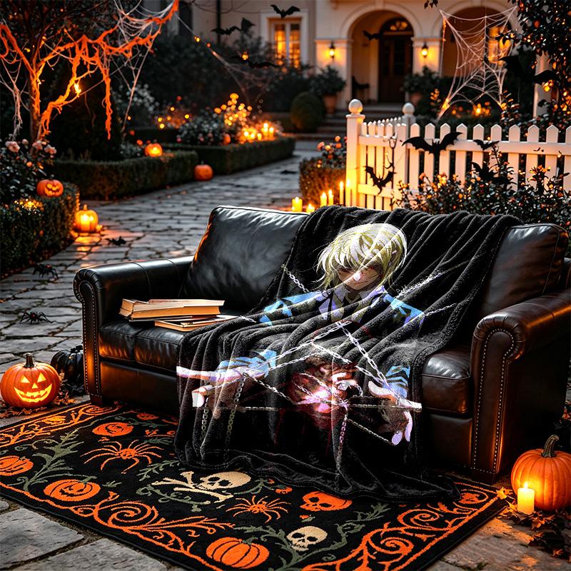 Anime Blonde Boy Pattern Blanket, Cozy Blanket for All-Season Comfort on Sofas, Beds, Office, Car, Camping and Travel